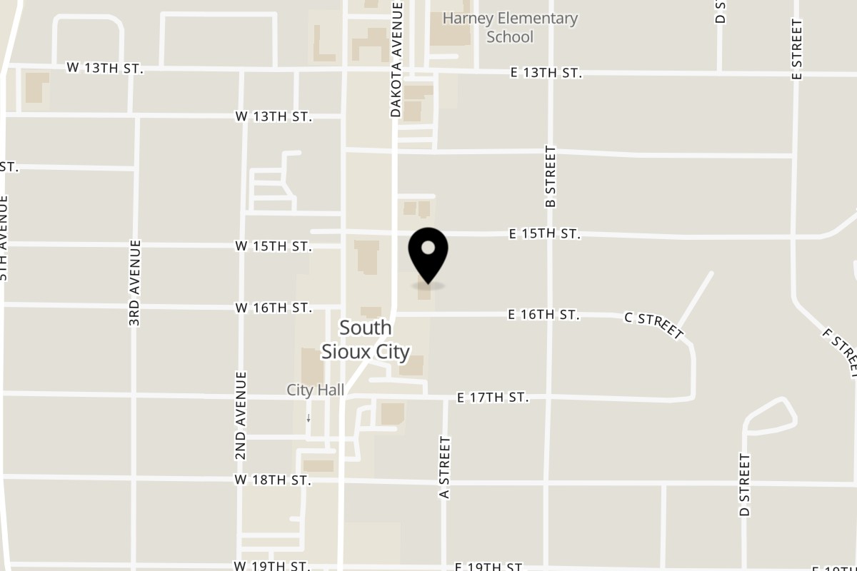 Map showing the location of Mi Rancherita on 1512 Dakota Ave in South Sioux City